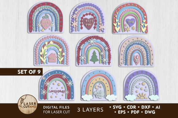 Download Set of Rainbows Multilayer Cut Files - Multilayer cut files Collection