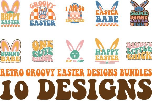 Download Retro Groovy Easter Designs Bundles - Easter designs bundle Collection