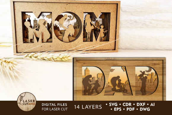 Download MOM &amp; DAD BUNDLE Multilayer Cut Files - Multilayer cut files Collection